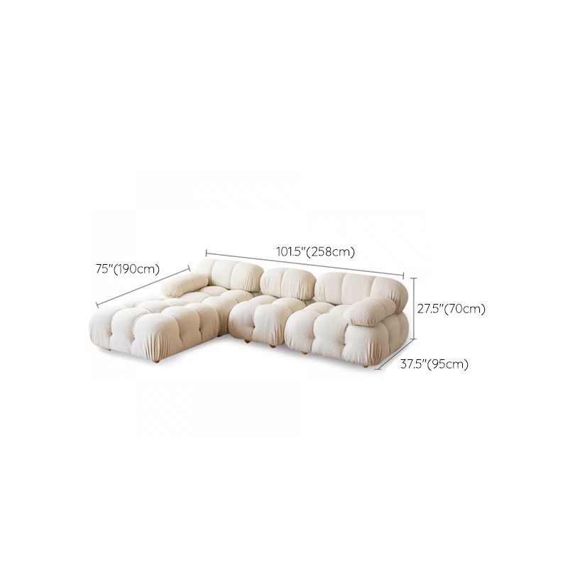 37" Wide Contemporary Sofa Fabric Tufted White Standard Seating