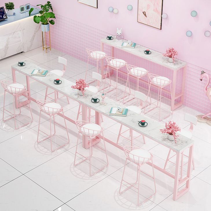 Modern Pink Rectangle Counter-height Pub Table Coffee Shop Footrest Pub Bar Table Clearhalo 'Bar Furniture' 'Bar Tables' 'bar_tables' 'furn' 'furn_bar_tables' 'Furniture' 'furniture_bar_tables' 'Kitchen & Dining Furniture' 'kitchen&dining_furn' 'kitchen' 1200x1200_72e38c13-85fe-4d5b-933e-a9c40200ab35