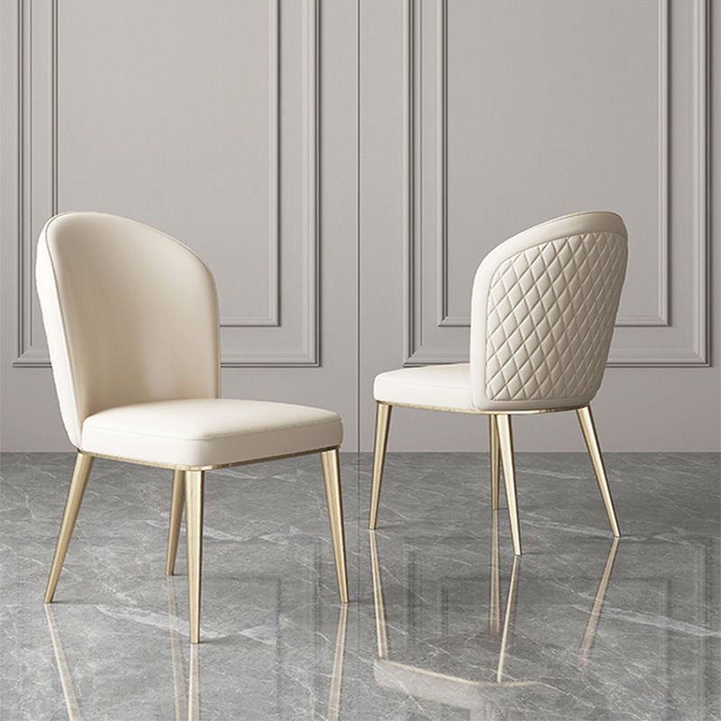 Glam dineren faux lederen stoelen armloze zijstoelen met metalen benen