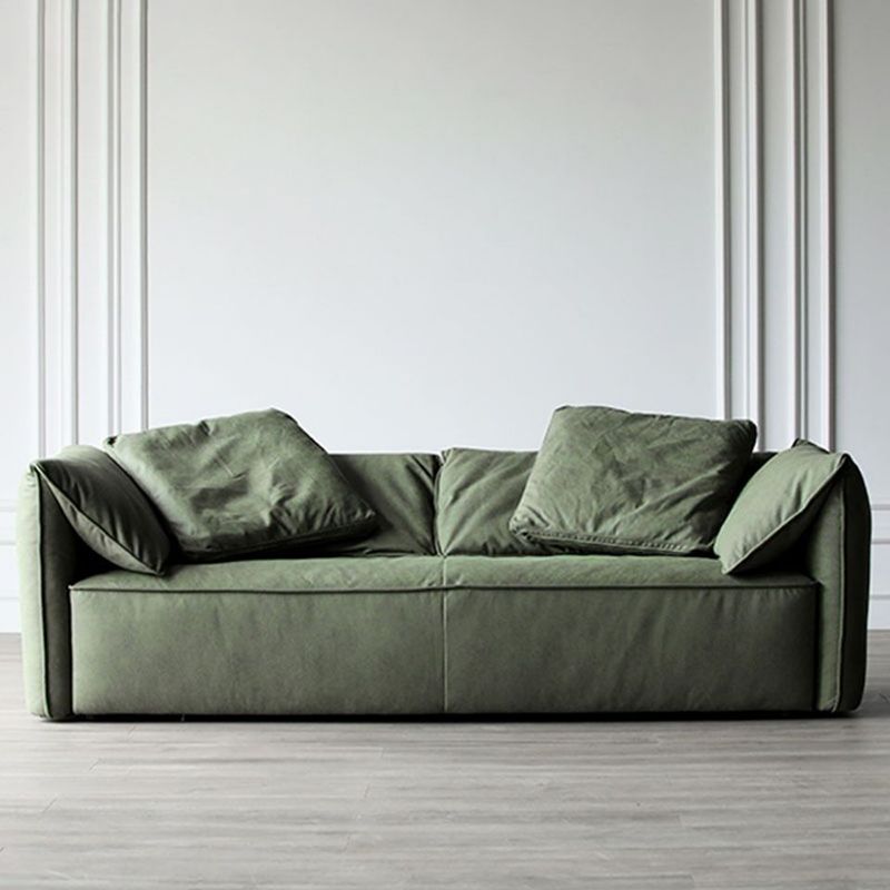 Living Room Faux Leather Settee Green Slipcovered Sofa with Pillow Top Arm Clearhalo 'furn' 'furn_sofas' 'Furniture' 'furniture_sofas' 'Living Room Furniture' 'Sofa' 'sofas' 1200x1200_72e40dfd-f475-4968-8a5d-0a3c58f2d570