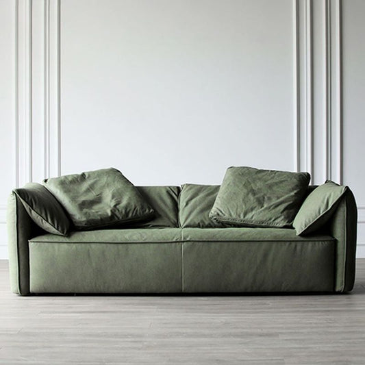 Living Room Faux Leather Settee Green Slipcovered Sofa with Pillow Top Arm Clearhalo 'furn' 'furn_sofas' 'Furniture' 'furniture_sofas' 'Living Room Furniture' 'Sofa' 'sofas' 1200x1200_72e40dfd-f475-4968-8a5d-0a3c58f2d570