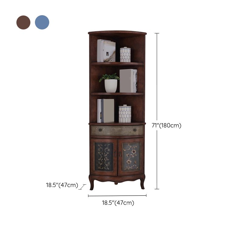 Mid-century Modern 1- Door Wooden Cabinet Rectangle Corner Cabinet with Drawer