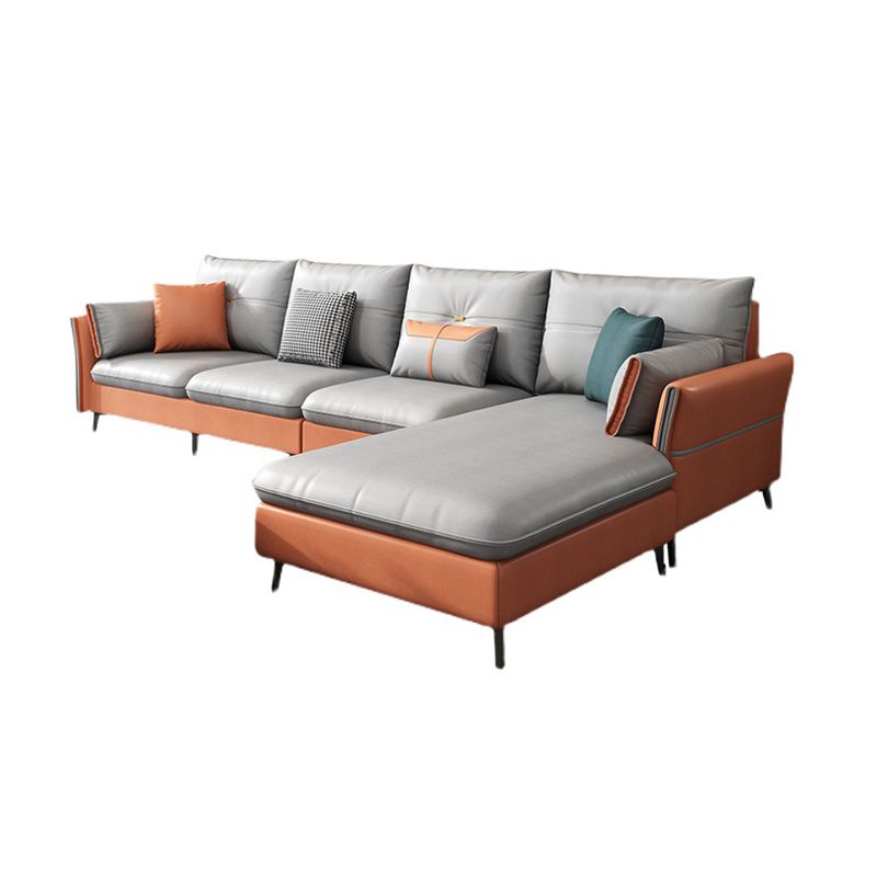 Bras évasé tufted 5 places sectionnel en cuir en cuir pour le salon