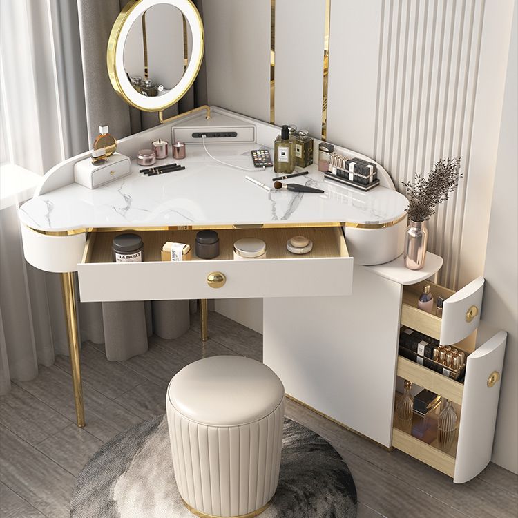 Contemporary Rectangle Make-up Vanity with 3 Drawers and Metal Base