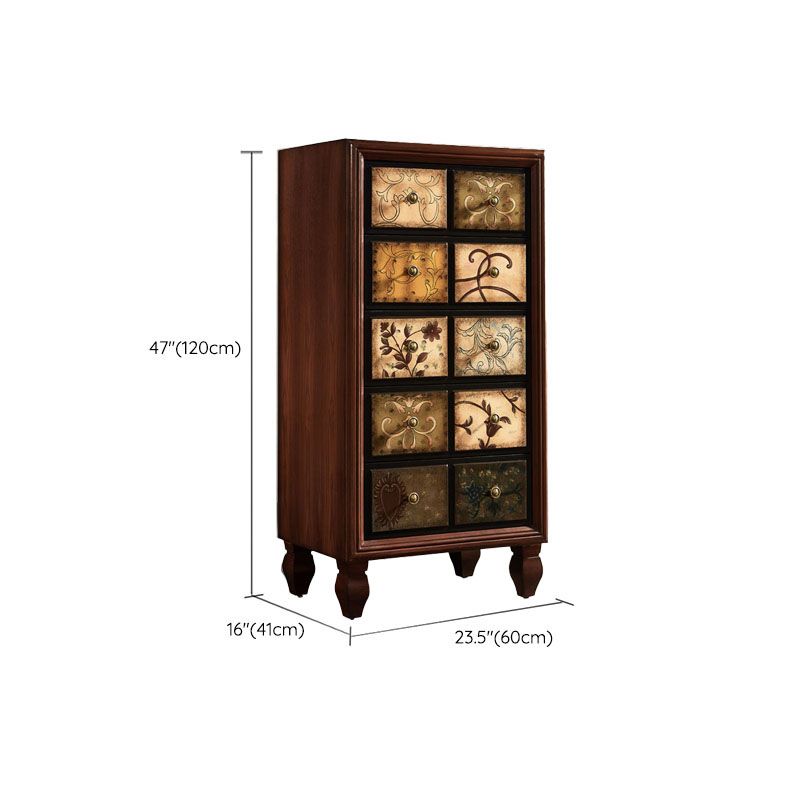Traditionelle Schlafzimmerkommode aus massivem Holz in Braun mit Schubladen