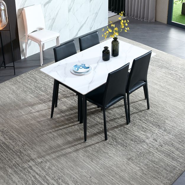 Rectangle Sintered Stone Dining Table Industrial Style 4 Legs Table for Home Clearhalo ' dining_table' 'Dining Tables & Seating' 'Dining Tables' 'furn' 'furn_dining_table' 'Furniture' 'furniture_dining_table' 'Kitchen & Dining Furniture' 'kitchen&dining_furn' 'kitchen' 'kitchen_dining_table' 1200x1200_72ecbd4b-afaa-450c-a3f5-7d0d7c56cd2d