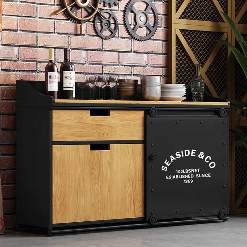 Sala da pranzo di ferro moderna in ferro in legno 1 cassetto 35,4 "H buffet server