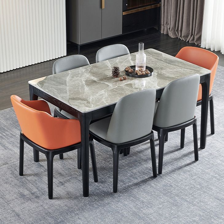 Rectangle Mid-Century Modern Dining Table Two-Color Fixed Table with Sintered Stone Clearhalo ' dining_table' 'Dining Tables & Seating' 'Dining Tables' 'furn' 'furn_dining_table' 'Furniture' 'furniture_dining_table' 'Kitchen & Dining Furniture' 'kitchen&dining_furn' 'kitchen' 'kitchen_dining_table' 1200x1200_72ed6a29-4ead-4526-a1cc-c0899d3abc55