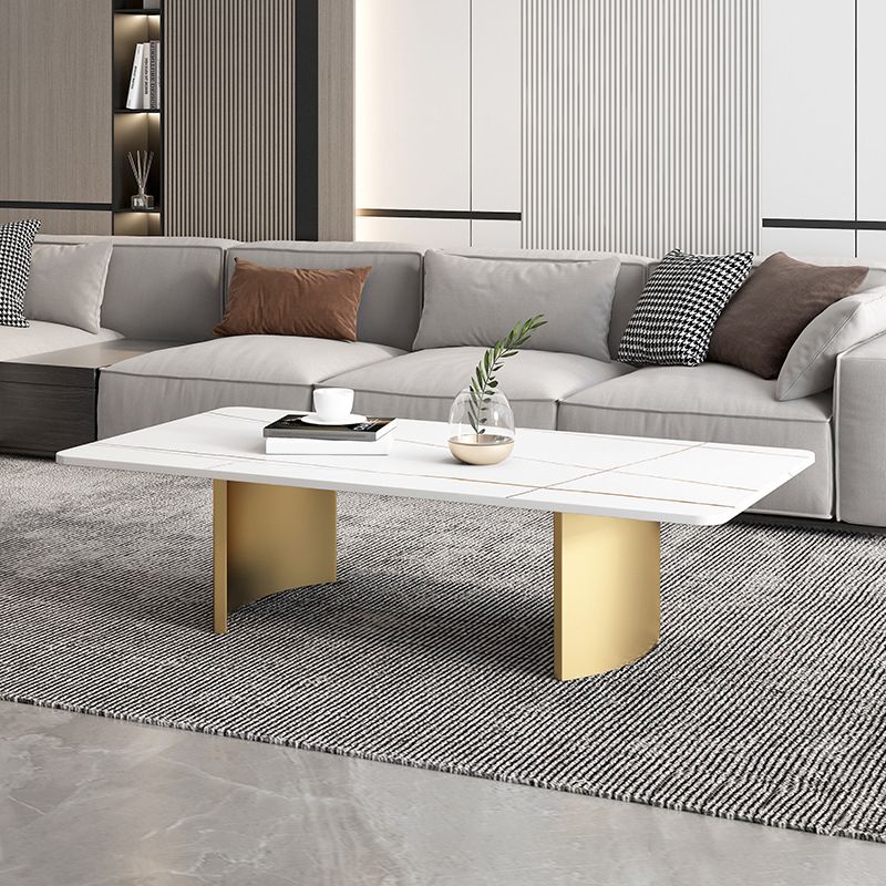 15.7"Tall Iron Sled Base Rectangular Slate Table Top Coffee Table