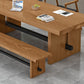 Rectangle Double Pedestal Dining Table Industrial Natural Wood and Metal Table