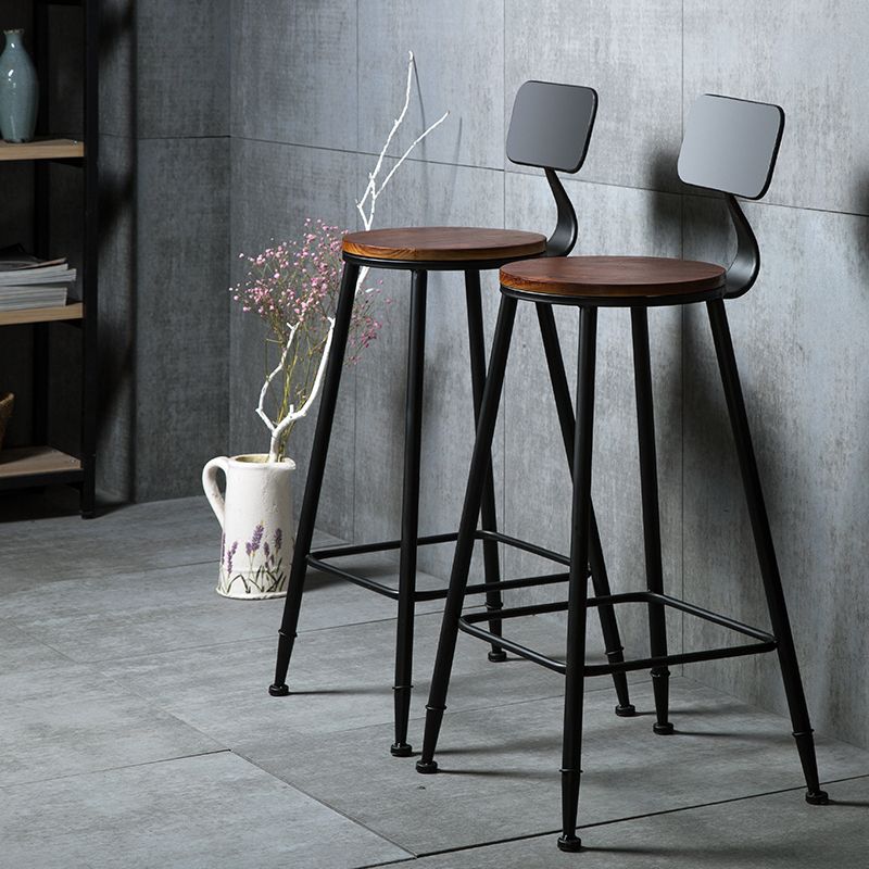 Industrial Armless Backrest Counter Stool Iron Cafe Bar Stool with Wooden Seat and Pedal Clearhalo 'Bar Furniture' 'Bar Stools' 'bar_stools' 'furn' 'furn_bar_stools' 'Furniture' 'Kitchen & Dining Furniture' 1200x1200_72f275c5-97f8-4f35-92e9-ffc6a53038fe