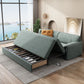 Modern Green Convertible Sofa Cushion Back Foldable Loveseat