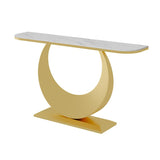 コンテンポラリーコンソールテーブルアンティークフィニッシュハーフムーンコンソールソファテーブル