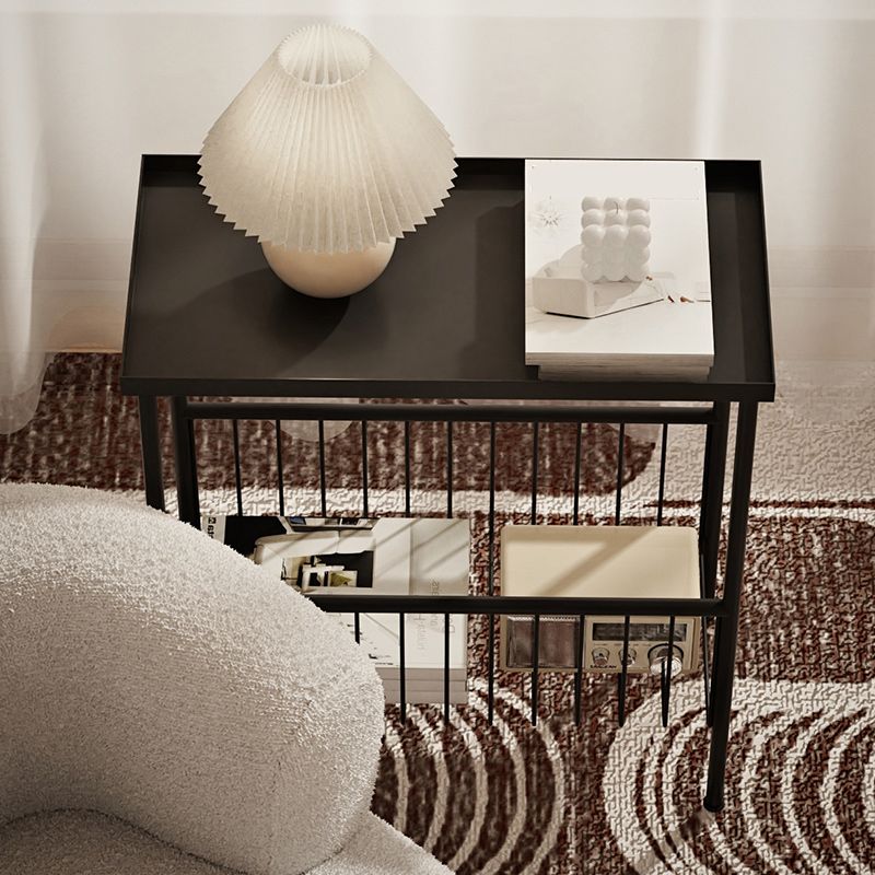 21.65" Tall Metal End Table Tray Top Accent Side Table with Storage