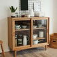 Contemporary Pine Display Stand Glass Doors Display Cabinet with Door