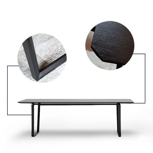 Rectangle Black Dining Table Wooden Table Industrial with Double Pedestal Clearhalo ' dining_table' 'Dining Tables & Seating' 'Dining Tables' 'furn' 'furn_dining_table' 'Furniture' 'furniture_dining_table' 'Kitchen & Dining Furniture' 'kitchen&dining_furn' 'kitchen' 'kitchen_dining_table' 1200x1200_72f6e4bc-e8fc-4fe0-b809-467039e2cbf0