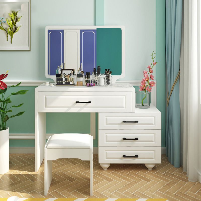 Wit Mirrored ijdelheid slaapkamer make-up ijdelheid 3-delige tafel set