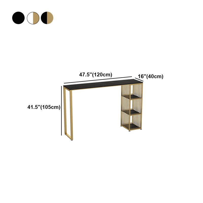 Glam Marble Counter Table with Rectangle Table Top Double Pedestal Table - 42" H Clearhalo 'Bar Furniture' 'Bar Tables' 'bar_tables' 'furn' 'furn_bar_tables' 'Furniture' 'furniture_bar_tables' 'Kitchen & Dining Furniture' 1200x1200_72fbbc19-4eab-4cc0-8a38-854bc8368457