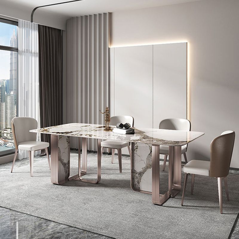 豪華な1/4/5/7ピース長方形のダイニングセット焼結ストーントップダイナーテーブルセット
