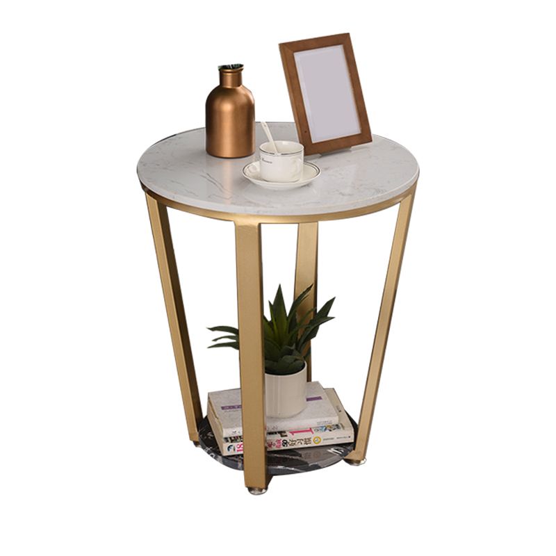 Mesa de acento de mármol con faux contemporáneo Noche 22.83 "Cama de altura con 2 estantes