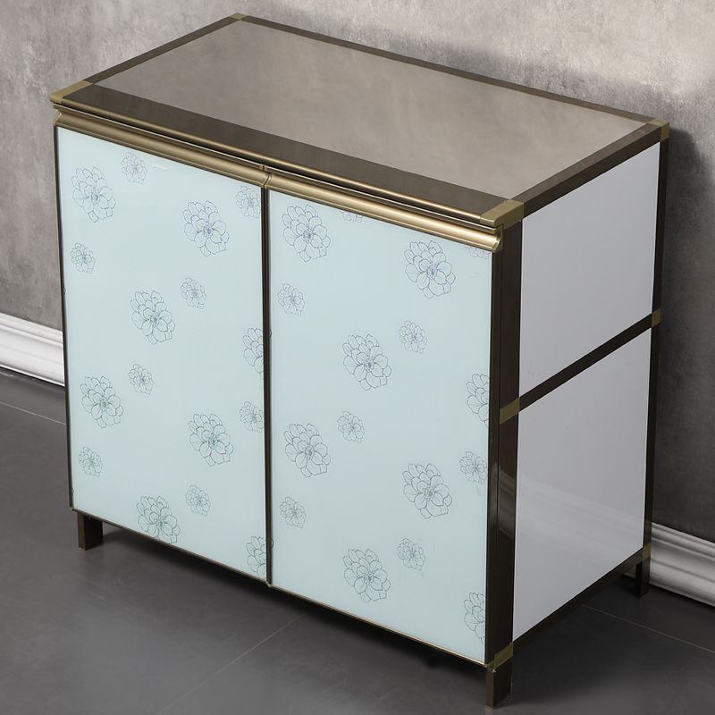 Modern White Metal Sideboard Tempered Glass Doors Cabinets Dining Server for Living Room Clearhalo 'buffet_sideboard' 'Buffets & Sideboards' 'furn' 'furn_buffet_sideboard' 'Furniture' 'furniture_buffet_sideboard' 'Kitchen & Dining Furniture' 1200x1200_72ffe509-5b85-41bc-9027-990fd9d93786