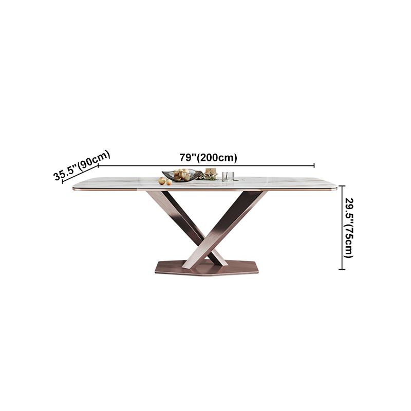 Glam Rectangle White Dining Table Sintered Stone Top Kitchen Dining Table with Pedestal Base Clearhalo ' dining_table' 'Dining Tables & Seating' 'Dining Tables' 'furn' 'furn_dining_table' 'Furniture' 'furniture_dining_table' 'Kitchen & Dining Furniture' 'kitchen&dining_furn' 'kitchen' 'kitchen_dining_table' 1200x1200_73008c75-207b-4c8d-b6a8-cb6c6f8dc830