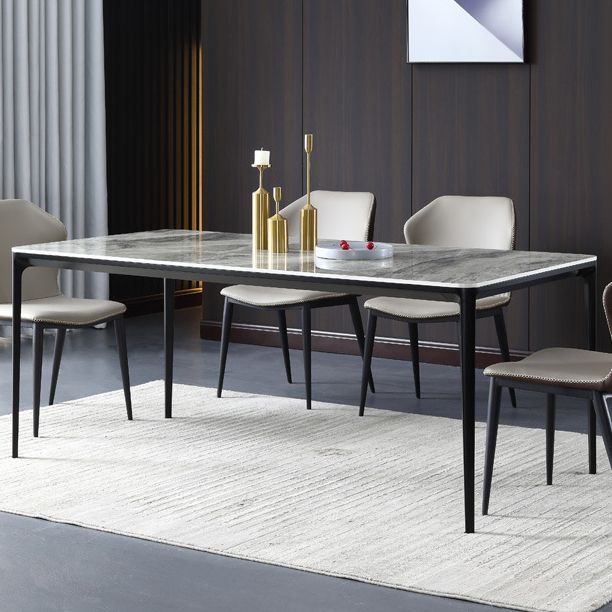 Modern Style Sintered Stone Dining Table Gray Rectangle Table with 4 Legs Clearhalo ' dining_table' 'Dining Tables & Seating' 'Dining Tables' 'Furniture' 'furniture_dining_table' 'Kitchen & Dining Furniture' 'kitchen&dining_furn' 'kitchen' 'kitchen_dining_table' 1200x1200_73016f0c-2fa3-48c3-af9b-274da9ca10ed