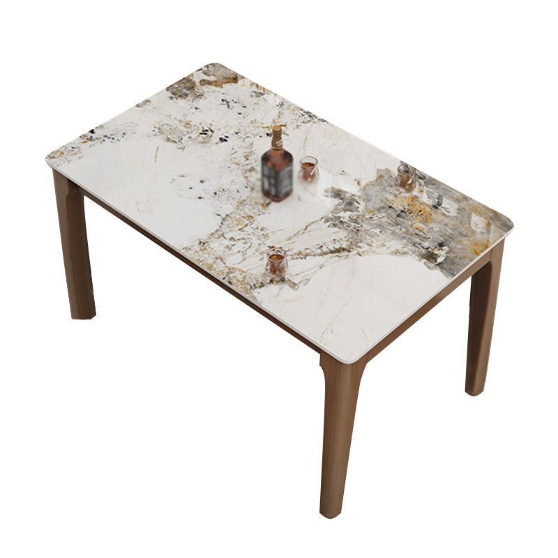 Mid-Century Modern Dining Table Stone Dining Table with Solid Wood Base Clearhalo 'Dining Tables & Seating' 'Dining Tables' 'dining_table' 'Furniture' 'furniture_dining_table' 'Kitchen & Dining Furniture' 'kitchen' 'kitchen_dining_table' 1200x1200_7302ec76-b032-461d-a4d8-366e828cec87