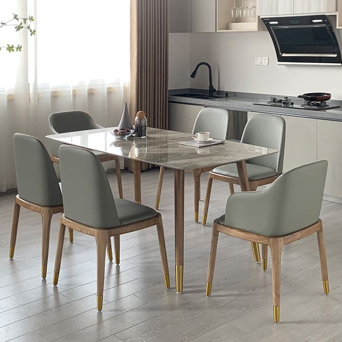 Sintered Stone Two-Color Dining Table Luxury 4 Legs Table for Dining Room Clearhalo ' dining_table' 'Dining Tables & Seating' 'Dining Tables' 'furn' 'furn_dining_table' 'Furniture' 'furniture_dining_table' 'Kitchen & Dining Furniture' 'kitchen&dining_furn' 'kitchen' 'kitchen_dining_table' 1200x1200_7303848d-0437-4e59-9368-e7f7db3e87bd
