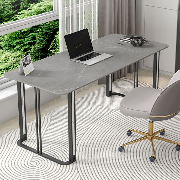 Bureau de bureau rectangulaire industriel Bureau d'ordinateur finition antique avec jambes métalliques