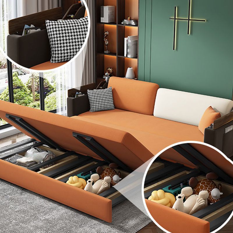 Orange Stain-Resistant Sofa Bed 26.77"H Fabric Sloped Arm Sofa Bed Clearhalo 'furn' 'furn_sofas' 'Furniture' 'furniture_sofas' 'Living Room Furniture' 'Sofa' 'sofas' 1200x1200_73057b68-eeeb-46ac-8434-83c1286253b3