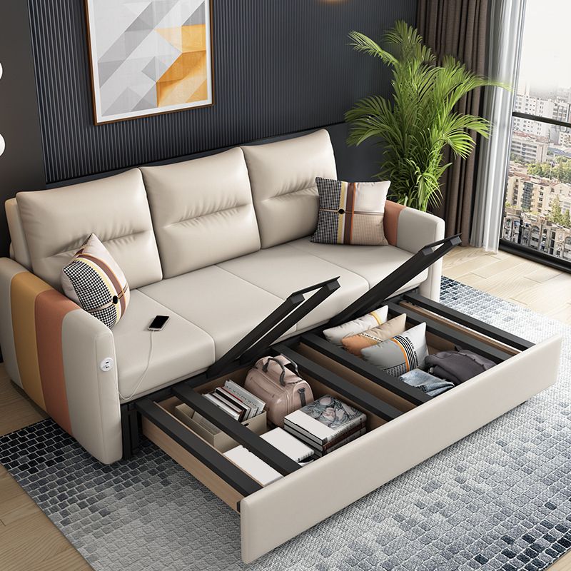 フェイクレザーソファ染色抵抗性縫製枕バックソファベッドライトブラウン