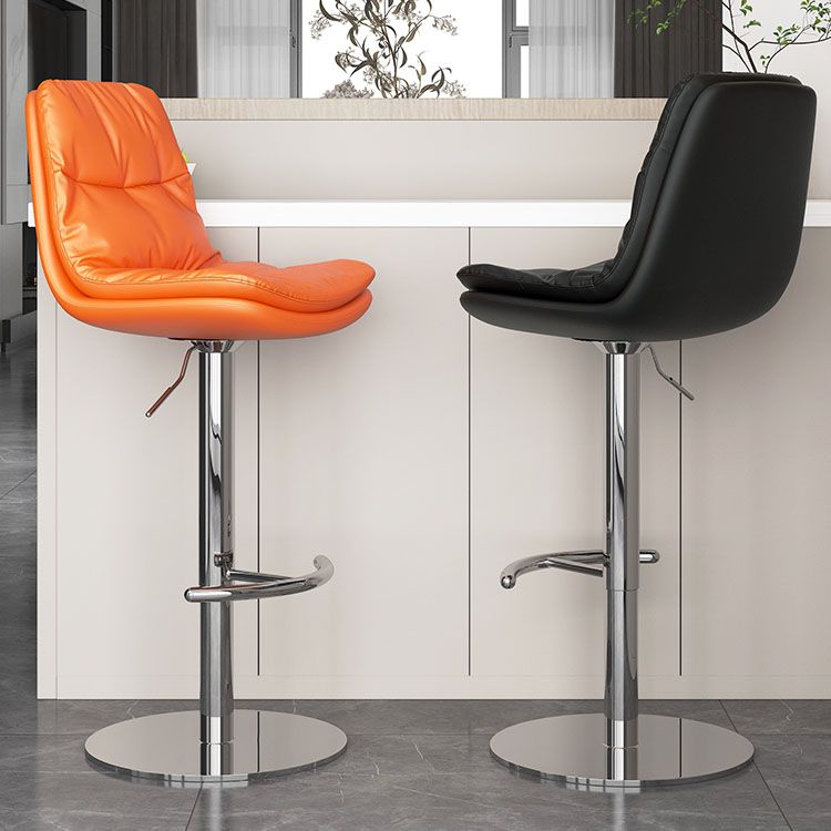 Taburetes de barra tapizados Tabres de barra de altura ajustable giratoria con base cromada