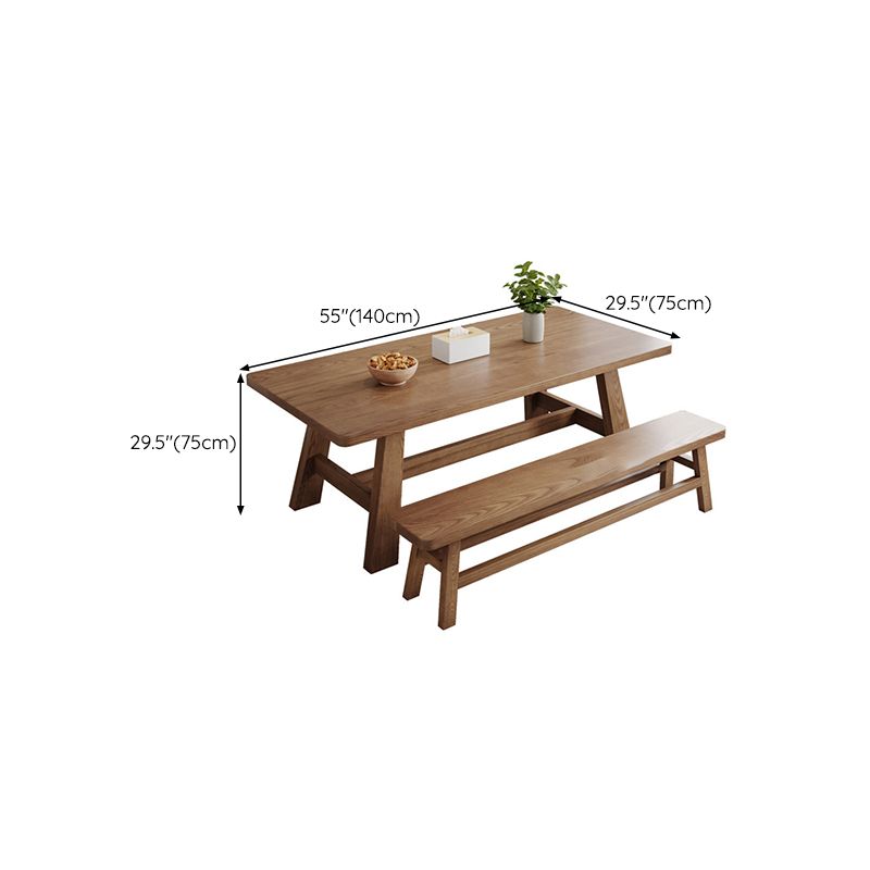 Simplicity Style Dinette Table Solid Wood Rectangle Dinner Table in Brown
