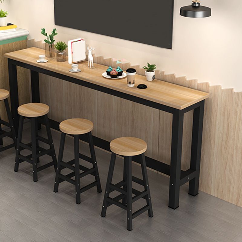 Modern Bar Height Table Metal and Wood Bistro Bar Table for Patio Use