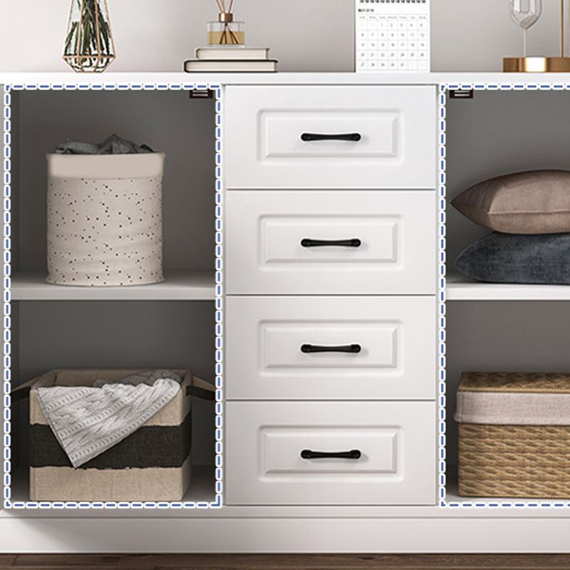 Contemporary White Wooden Accent Cabinet with Doors and Drawers Clearhalo 'Cabinets & Chests' 'cabinets_chests' 'furn' 'furn_cabinets_chests' 'Furniture' 'Living Room Furniture' 1200x1200_730de187-775f-4c8e-872b-11feda7516a0