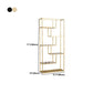 Gouden en zwarte verticale plank boekenkast metalen huis open boekplank met planken