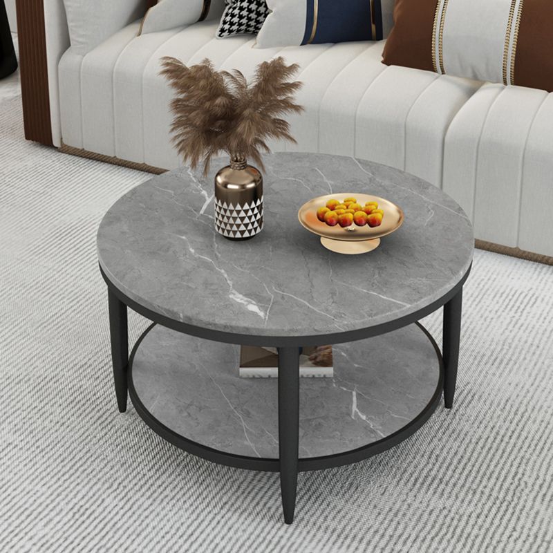 Slate Round Coffee Table Glam 4 Legs Coffee Table with Storage Clearhalo 'Coffee & Accent Tables' 'Coffee Tables' 'coffee_tables' 'furn' 'furn_coffee_tables' 'Furniture' 'Living Room Furniture' 1200x1200_730f9fff-0050-4be2-b00b-9771aec5c5b9