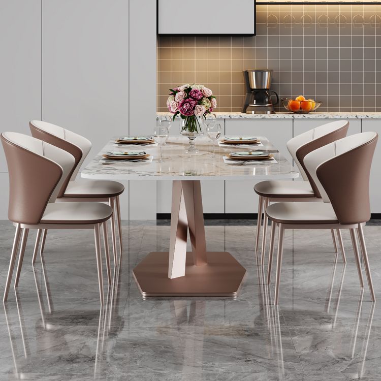 Luxury Sintered Stone Dining Table Rectangle Table with Gold Metal Pedestal Base Clearhalo ' dining_table' 'Dining Tables & Seating' 'Dining Tables' 'furn' 'furn_dining_table' 'Furniture' 'furniture_dining_table' 'Kitchen & Dining Furniture' 'kitchen&dining_furn' 'kitchen' 'kitchen_dining_table' 1200x1200_730fa6a8-e2c7-466b-b272-c5f4fce0d4cf