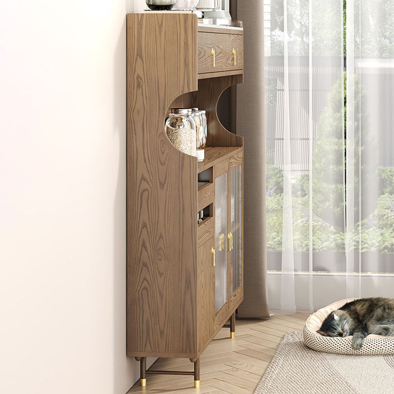 Armadio contemporaneo porte di vetro in legno con cassetto con cassetti