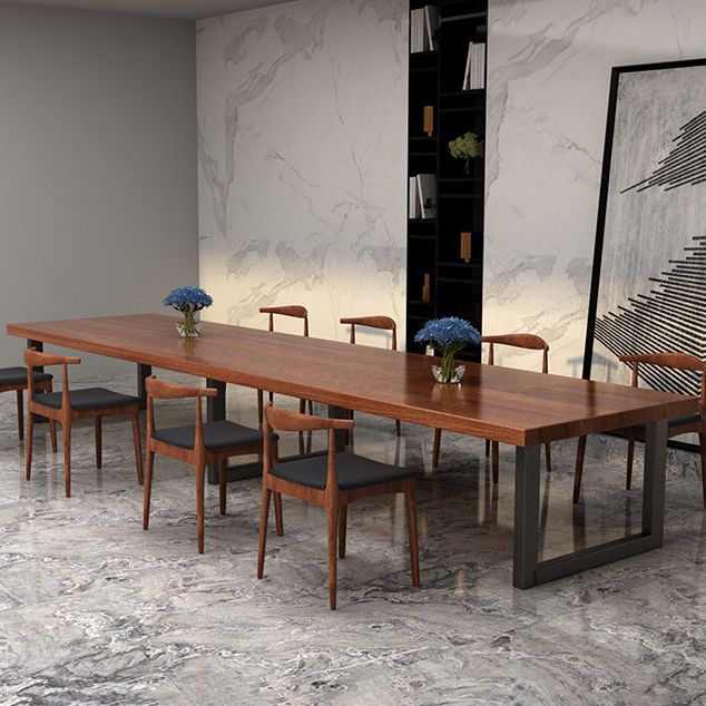 Metal Industrial Rectangle Dining Table Solid Wood Table for Dining Room Clearhalo ' dining_table' 'Dining Tables & Seating' 'Dining Tables' 'furn' 'furn_dining_table' 'Furniture' 'furniture_dining_table' 'Kitchen & Dining Furniture' 'kitchen&dining_furn' 'kitchen' 'kitchen_dining_table' 1200x1200_7311578c-706b-4891-a13f-74d03a2a5e49