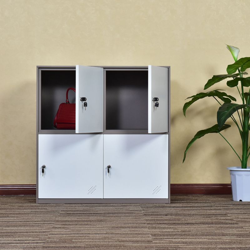 Armoire contemporaine non conservatrice avec portes à charnière armoire de rangement en métal blanc et marron