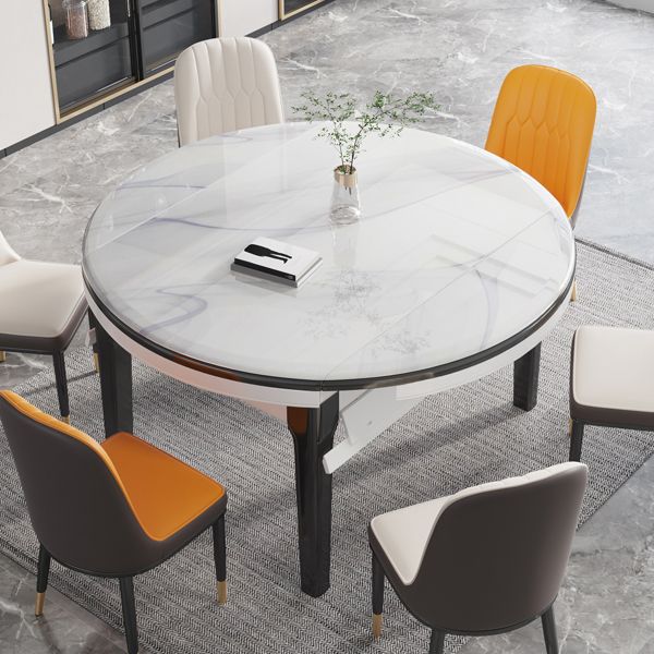 Foldable Dinette Table with Wood Base Modern Stone Top Dining Table Clearhalo 'Dining Tables & Seating' 'Dining Tables' 'dining_table' 'furn' 'furn_dining_table' 'Furniture' 'Kitchen & Dining Furniture' 1200x1200_7313d024-821d-4910-9193-ffb679ffd295
