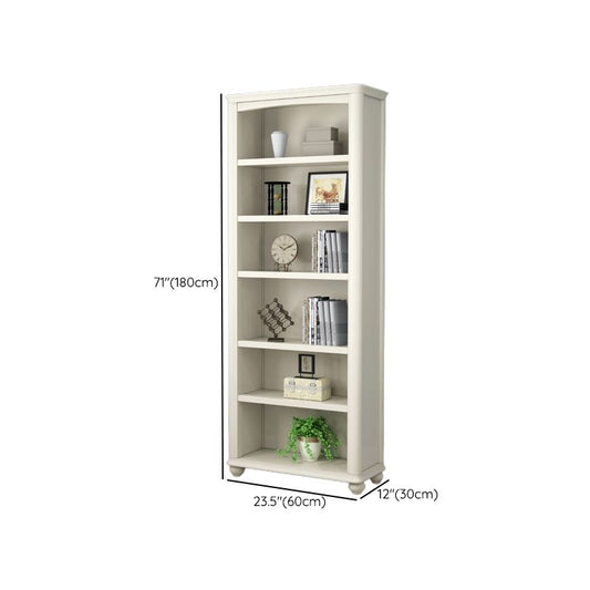 Wood Standard Bookshelf White Contemporary Bookcase with Shelves