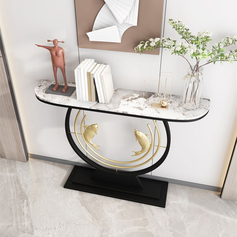 Tavolo console contemporanea a forma di luna tavolo console in pietra per sala