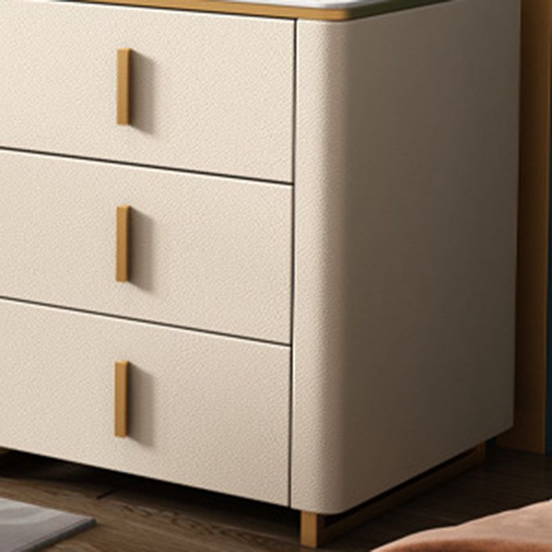 Bureau de vanité en pierre avec 6 tiroirs, blanc métallique / gris, 15,75 "d x 30,71" H