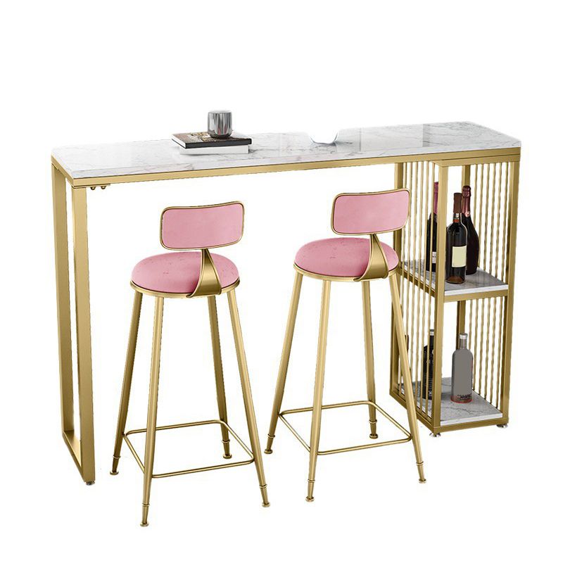 White Sintered Stone Bar Table Rectangle Dining Table with Storage Shelves Clearhalo 'Bar Furniture' 'Bar Tables' 'bar_tables' 'furn' 'furn_bar_tables' 'Furniture' 'Kitchen & Dining Furniture' 1200x1200_7318a27f-4c70-475d-8e2f-dcf6d6889400