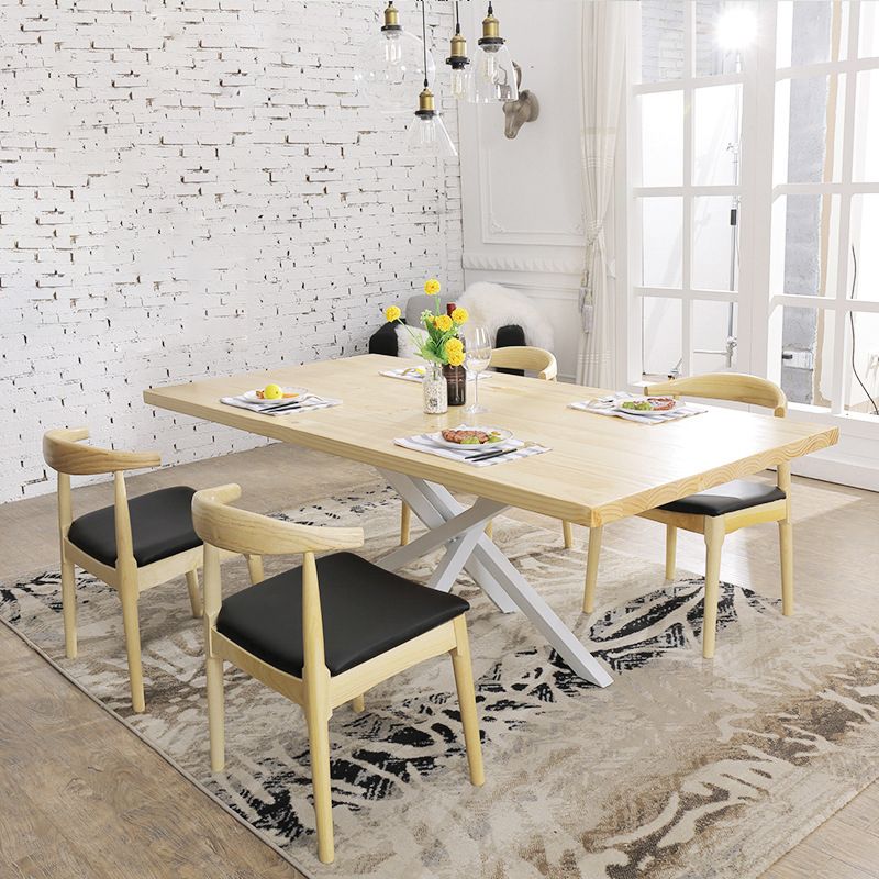 Contemporáneo 1/2/5 Piezas Muebles Rectángulo Comedor de madera maciza Juego en natural