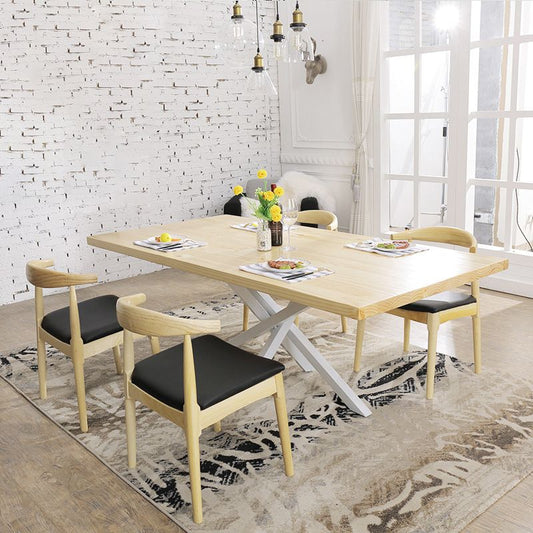 Contemporáneo 1/2/5 Piezas Muebles Rectángulo Comedor de madera maciza Juego en natural