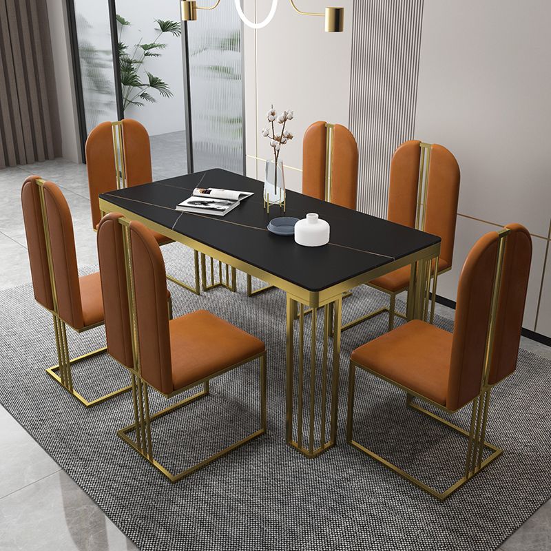 Metal Traditional Luxury Rectangle Indoor Table Marble Top Table with 4 Legs Clearhalo ' dining_table' 'Dining Tables & Seating' 'Dining Tables' 'furn' 'furn_dining_table' 'Furniture' 'furniture_dining_table' 'Kitchen & Dining Furniture' 'kitchen&dining_furn' 'kitchen' 'kitchen_dining_table' 1200x1200_7319b61f-d41b-4318-99cb-a34d6308ccbf